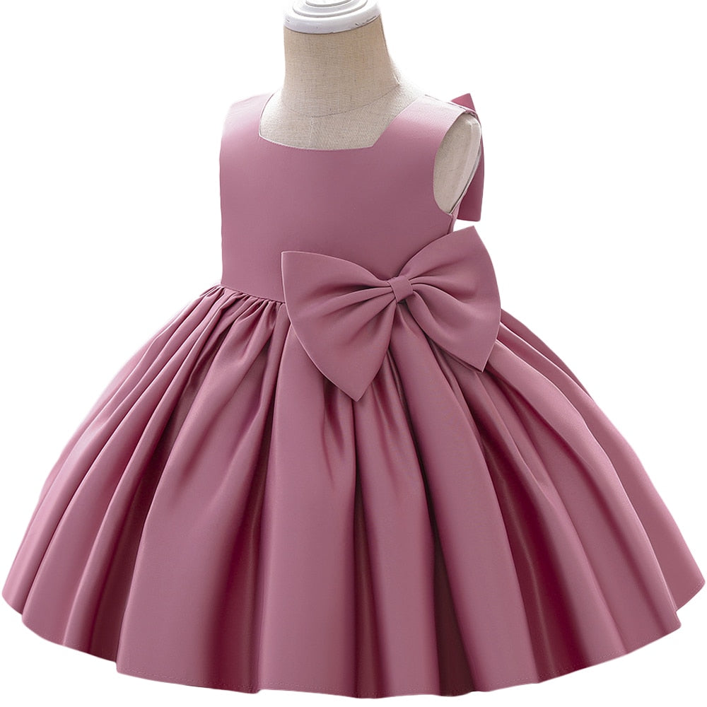 Kid's Polyester Square Neck Sleeveless Princess Wedding Dress