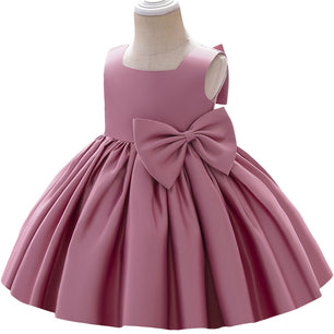 Kid's Polyester Square Neck Sleeveless Princess Wedding Dress