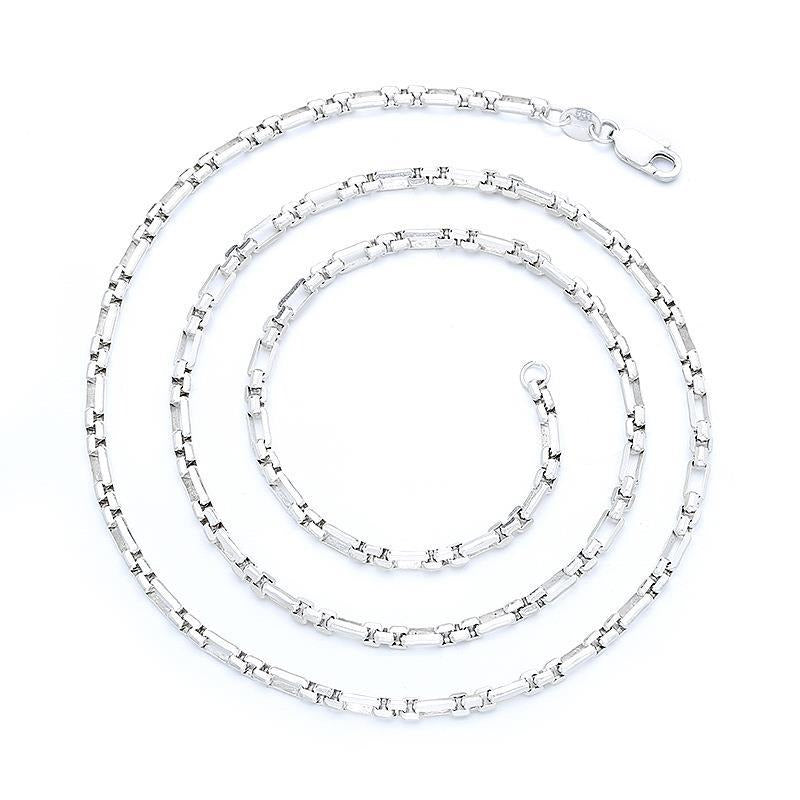 Men's 100% 925 Sterling Silver Hip-Hop Link Chain Trendy Necklace