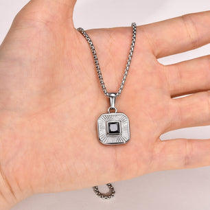 Men's Stainless Steel Metal Link Chain Square Trendy Necklace