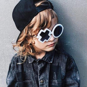 Kid's Resin Frame UV400 Protection Geometric Pattern Sunglasses