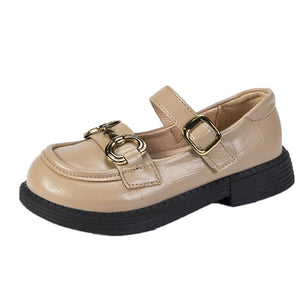 Kid's PU Round Toe Buckle Closure Solid Pattern Elegant Shoes