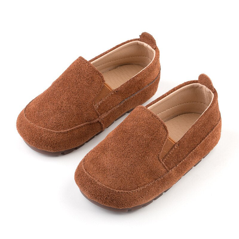 Kid's Genuine Leather Round Toe Slip-On Closure Solid Shoes