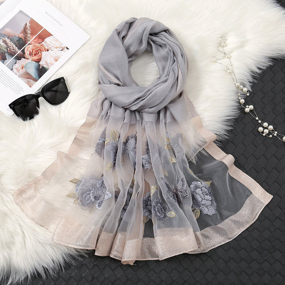 Women's Polyester Floral Pattern Neck Wrap Cashmere Scarves