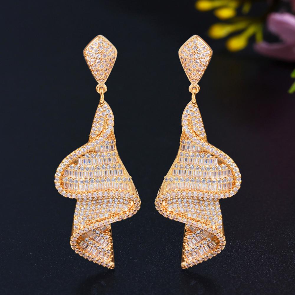 Women's Copper Cubic Zirconia Geometric Trendy Drop Earrings