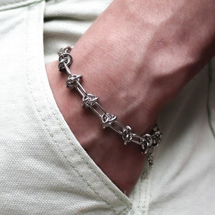 Men's Stainless Steel Link Chain Toggle-Clasps Round Bracelets