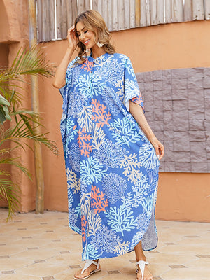 Women's Polyester Front Button Closure Kaftan Beachwear Cover Up