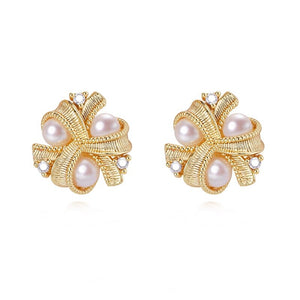 Women's Gold Filled Pearl Flower Shape Elegant Stud Earrings