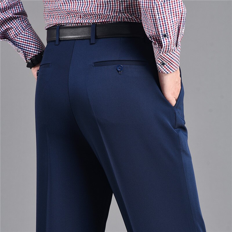 Men's Polyester Zipper Fly Closure Full Length Formal Wear Pants