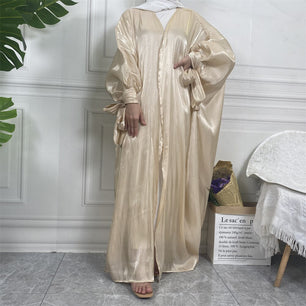 Women's Arabian Polyester Full Sleeve Elegant Trendy Open Abaya