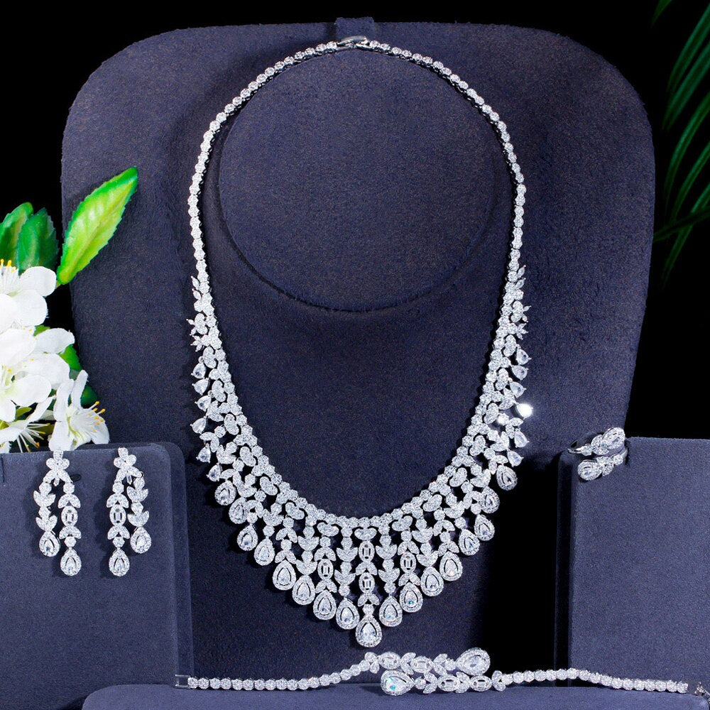 Women's Copper Cubic Zirconia Trendy Bridal Wedding Jewelry Set