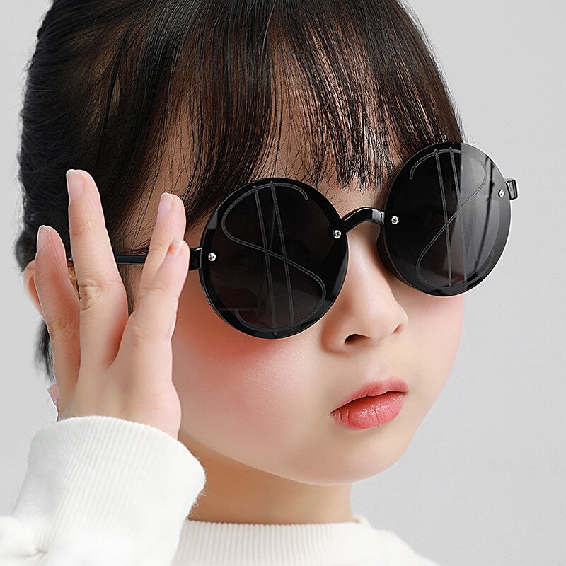 Kid's Resin Frame Outdoor Round Pattern Protection Sunglasses