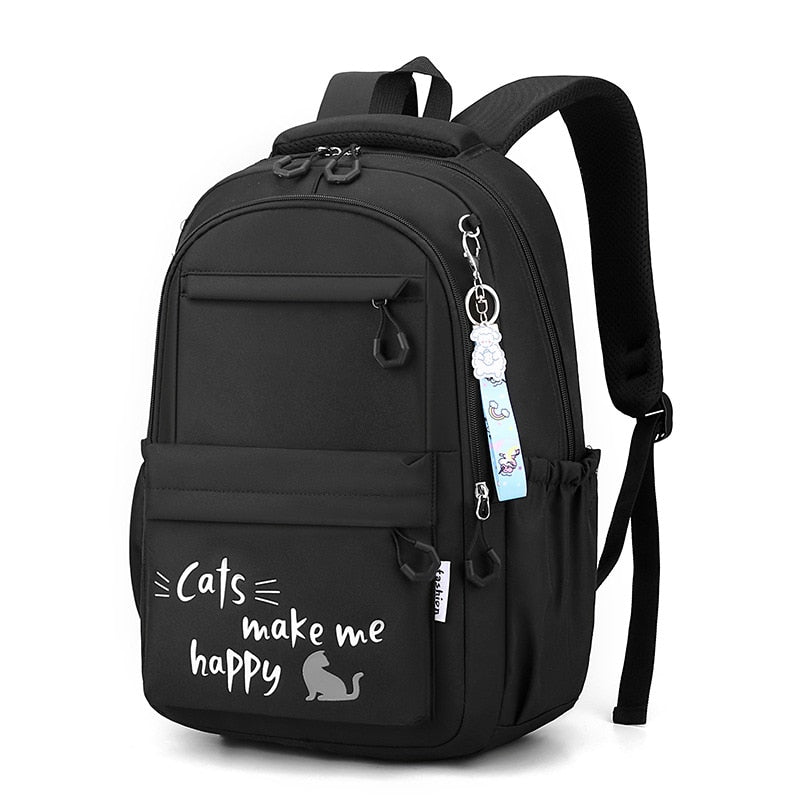 Kid's Girl Nylon Letter Pattern Zipper Closure School Backpack