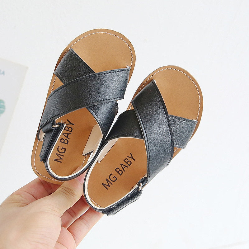 Kid's Girl PU Anti Slippery Hook Loop Closure Soft Sandals