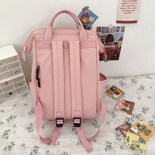 Women's Nylon Zipper Closure Open Pocket Trendy School Backpack