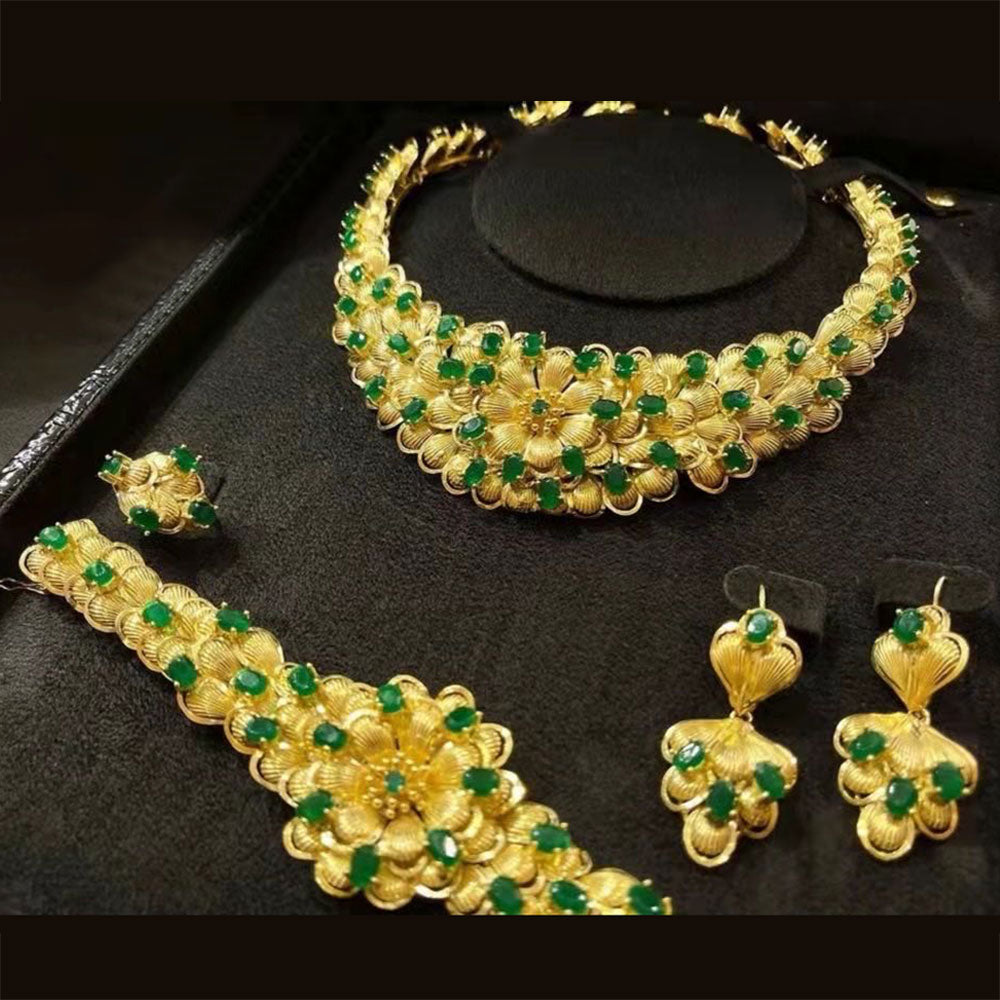 Women's Copper Cubic Zirconia Wedding Trendy Flower Jewelry Set