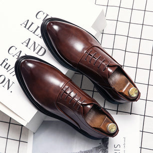 Men's Microfiber Pointed Toe Lace-Up Closure Formal Wedding Shoes