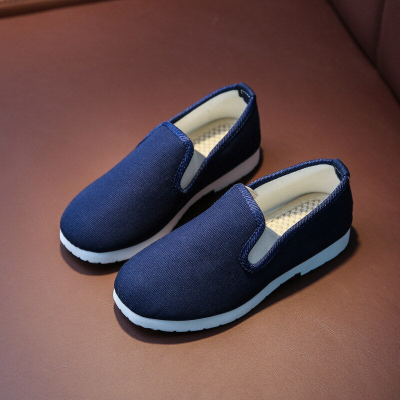 Kid's Cotton Fabric Round Toe Slip-On Closure Retro Vintage Shoes