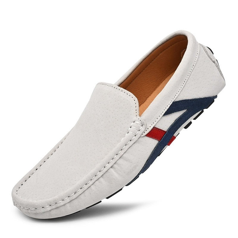 Men's Genuine Leather Square Toe Slip-On Closure Casual Shoes