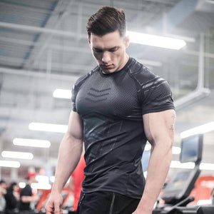 Men's O-Neck Short Sleeves Quick Dry Gym Sports Wear T-Shirt