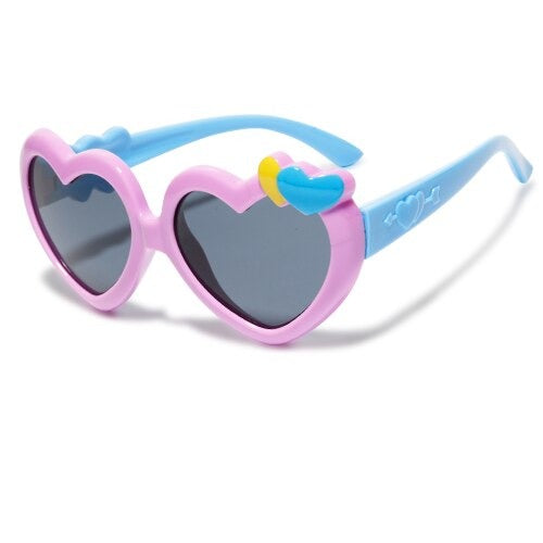 Kid's Polycarbonate Acetate Anti Shades Heart Shaped Sunglasses