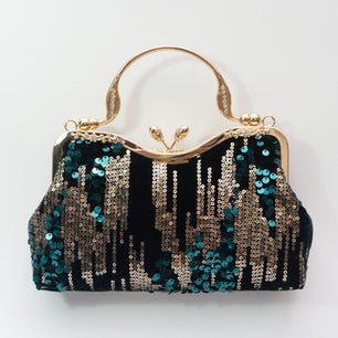 Women's PU Leather Hasp Closure Sequin Pattern Elegant Handbags