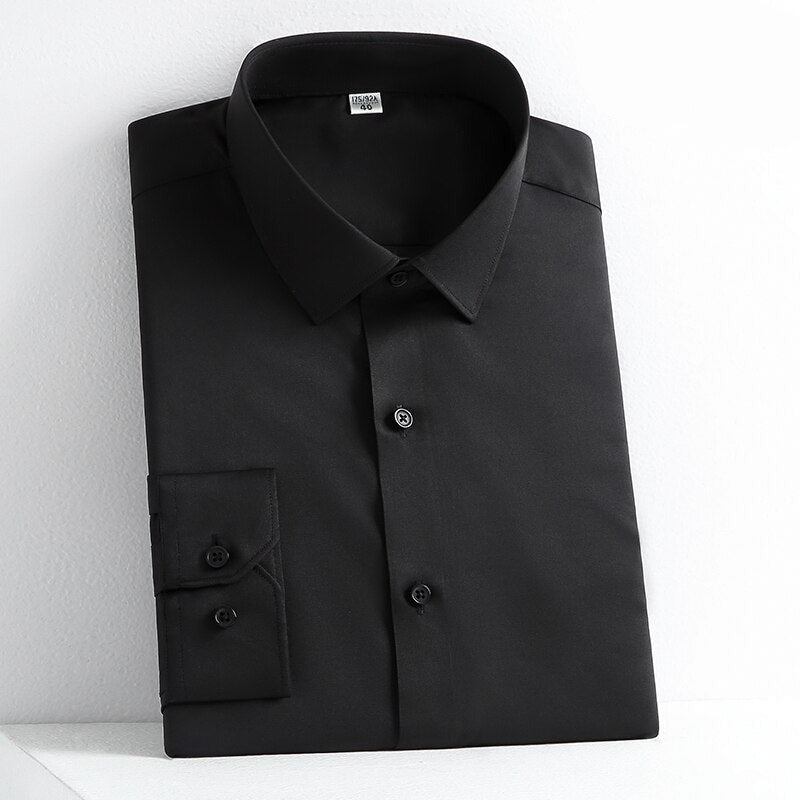 Men's Polyester Single Breasted Full Sleeves Solid Pattern Shirt