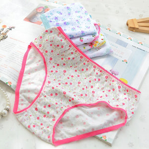 Kid's Girls 12Pcs Cotton Quick-Dry Floral Pattern Casual Panties