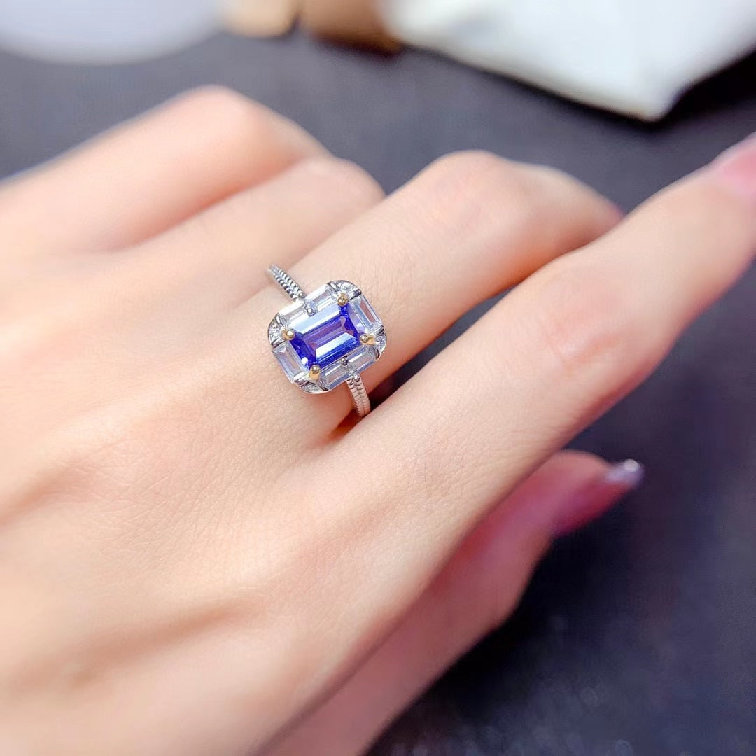 Women's 100% 925 Sterling Silver Natural Tanzanite Luxury Ring