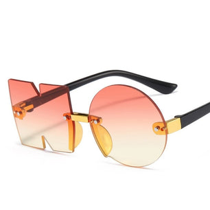 Kid's Resin Frame Gradient Rimless Sunshades Round Sunglasses