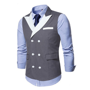 Men's Polyester Double Breasted Elegant Wedding Formal Suit Vest