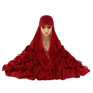 Women's Arabian Polyester Headwear Plaid Elegant Hijabs