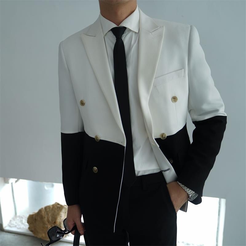 Men's Notched Collar Polyester Full Sleeves Single Button Blazer