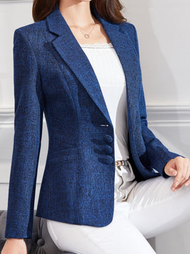 Women's Cotton Lapel Collar Single Breasted Solid Elegant Blazers