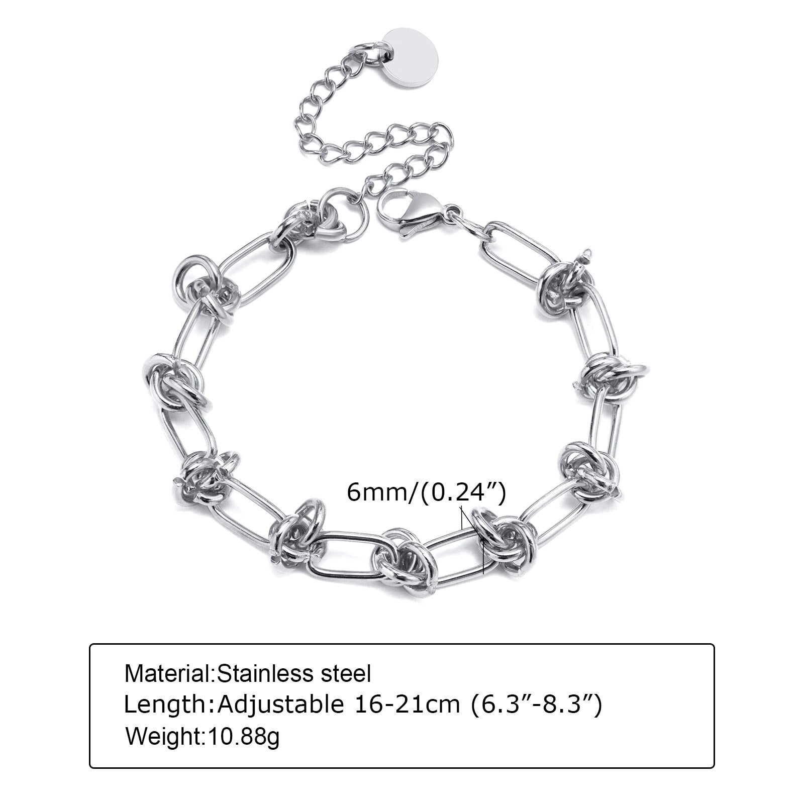 Men's Stainless Steel Link Chain Toggle-Clasps Round Bracelets