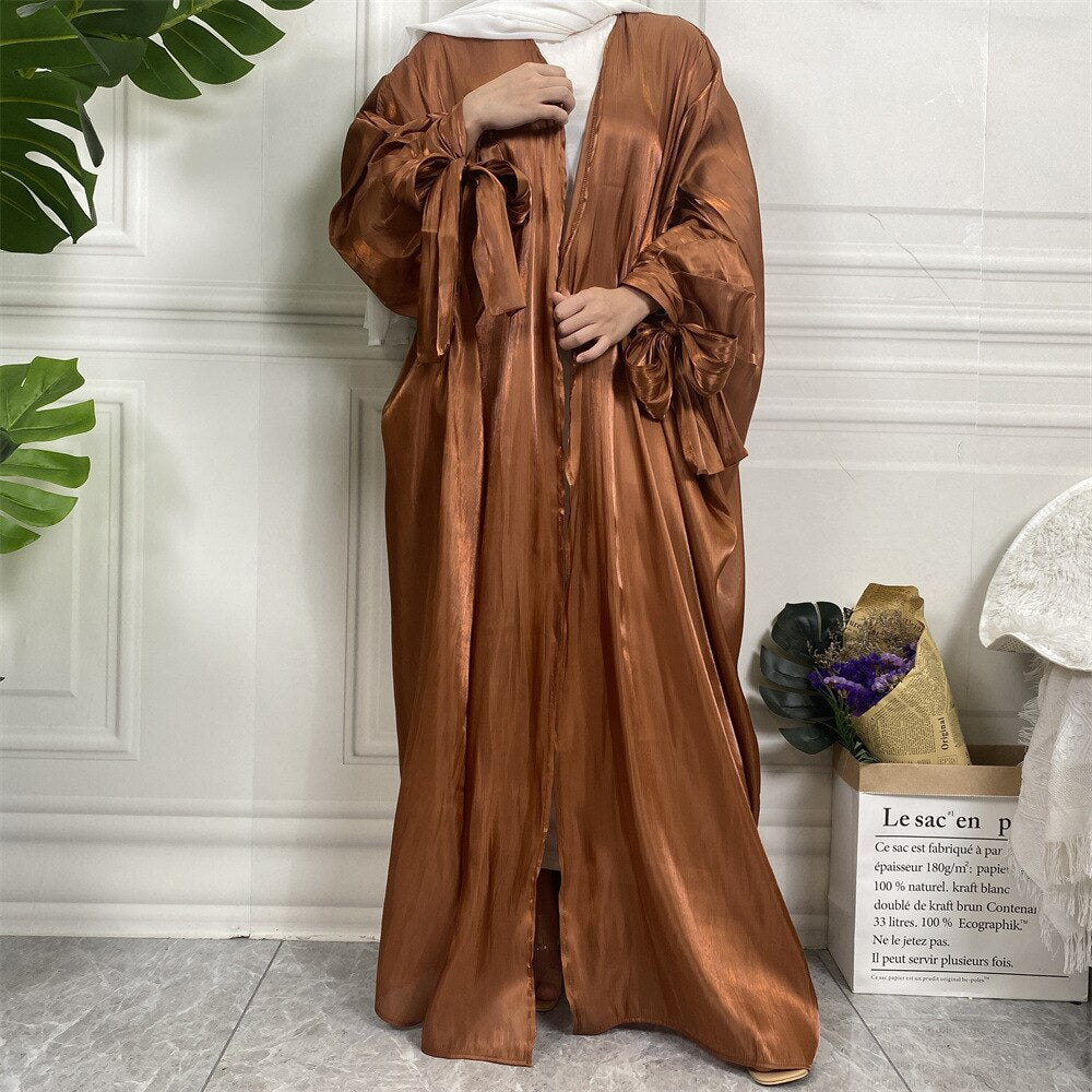 Women's Arabian Polyester Full Sleeve Elegant Trendy Open Abaya