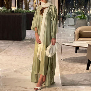 Women's Arabian Polyester Full Sleeve Plain Casual Long Abaya