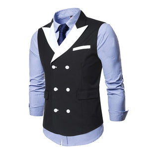 Men's Polyester Double Breasted Elegant Wedding Formal Suit Vest