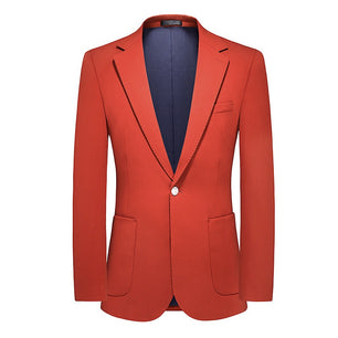 Men's Polyester Full Sleeves Single Button Solid Pattern Blazer