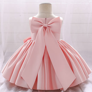 Kid's Polyester Square Neck Sleeveless Princess Wedding Dress