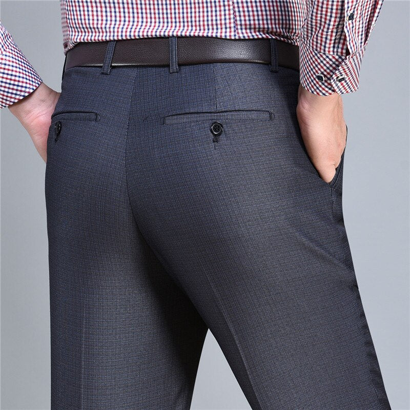 Men's Polyester Zipper Fly Closure Full Length Formal Wear Pants