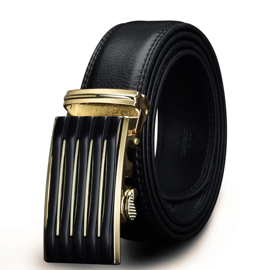 Men's Cowskin Alloy Leather Automatic Buckle Luxury Solid Belt