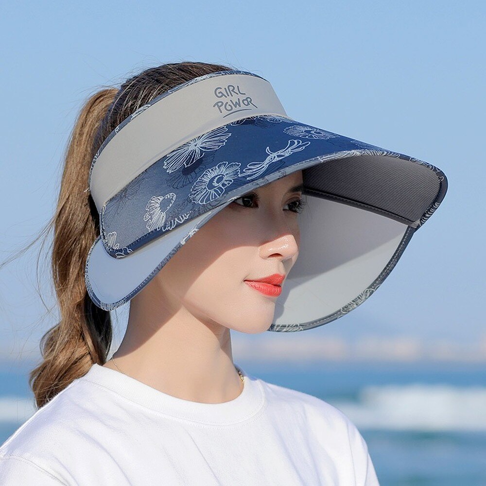 Women's Polyester UV Sun Protection Printed Brim Bucket Hats