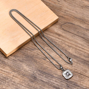 Men's Stainless Steel Metal Link Chain Square Trendy Necklace