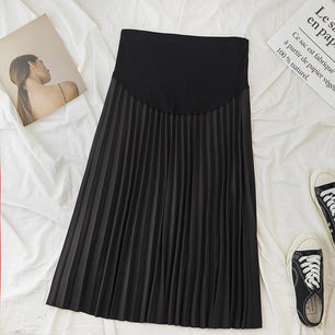 Women's High Waist Pleated Pattern Winter Wear Maternity Skirt