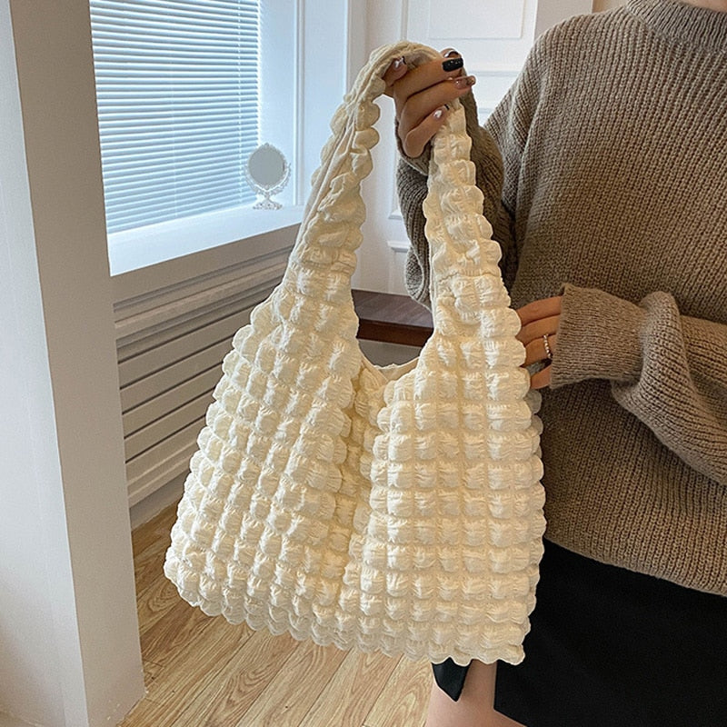 Women's Cotton Cell Phone Pocket Luxury Shoulder Casual Tote Bag