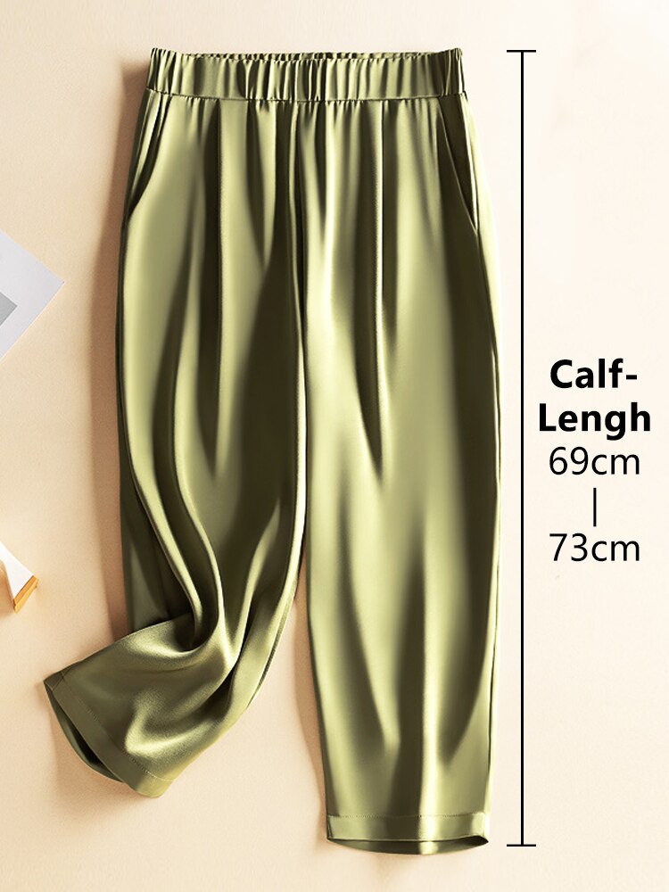 Women's Polyester High Elastic Waist Closure Straight Casual Pant