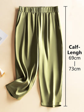 Women's Polyester Elastic Waist Closure High Waist Trousers