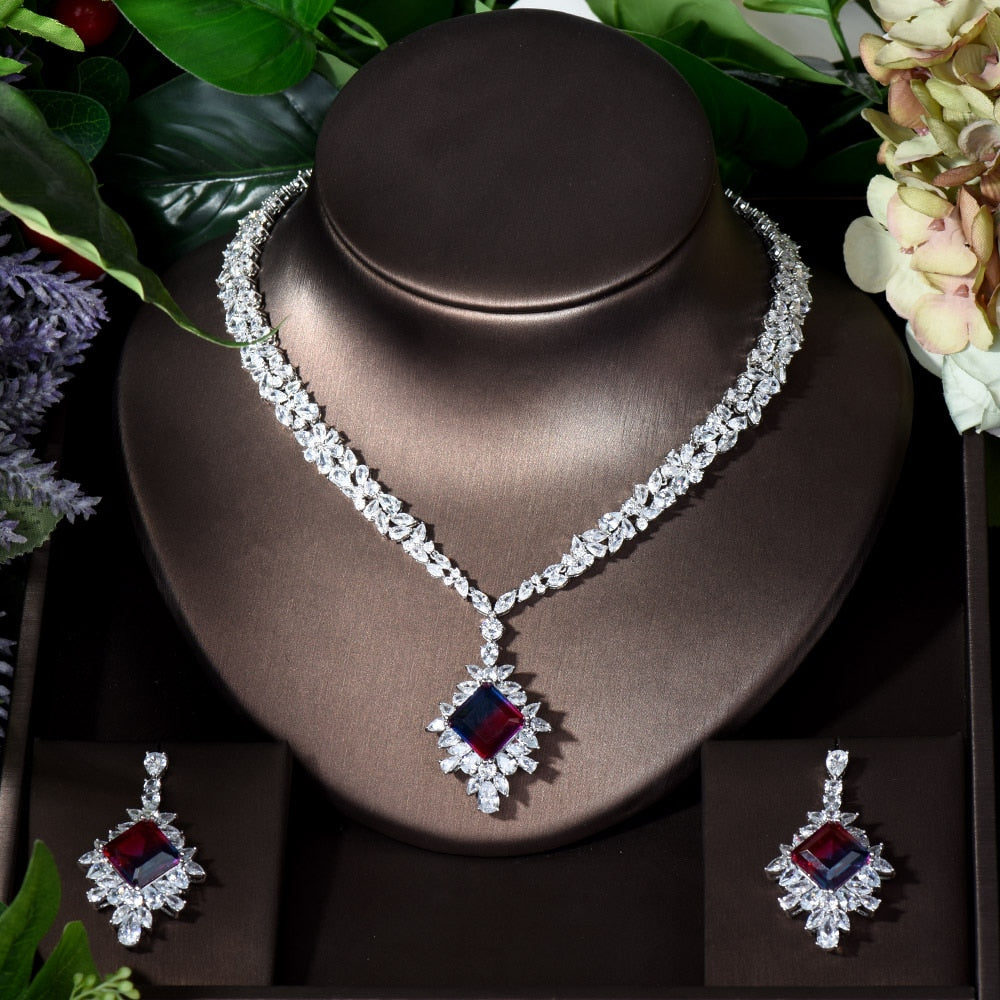 Women's Copper Cubic Zirconia Bridal Wedding Trendy Jewelry Set