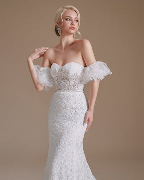 Women's Sweetheart Neck Off-Shoulder Lace-Up Wedding Dress